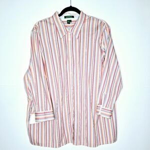 Lauren Ralph Lauren brand"Ralph in Stripes" Plus-size button-down blouse size 3x